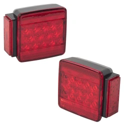 Wesbar 4" x 4" LED Waterproof Trailer Taillight Kit – Pair for Under 80" Wide, Includes 25 ft. Harness
