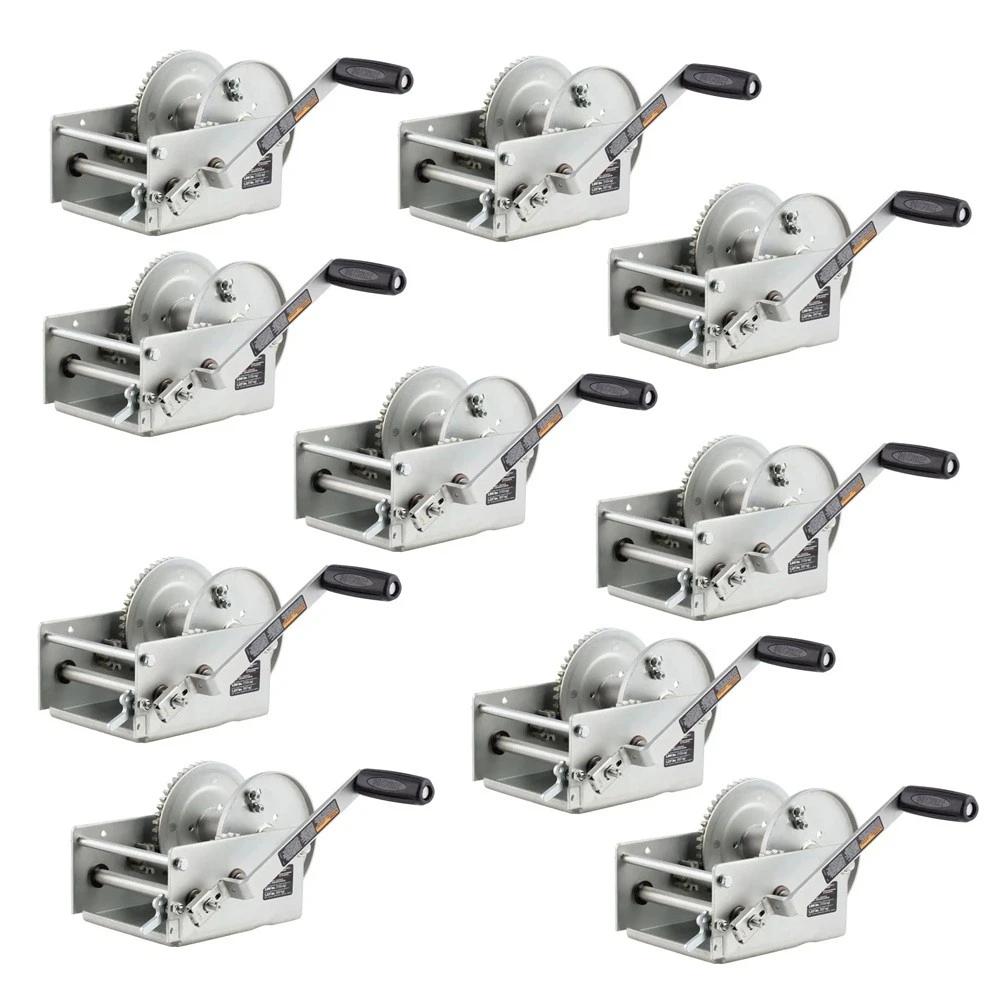 CURT 3,800 lb two-speed hand-crank trailer winch 9.6 inch handle clear zinc (10 pack)