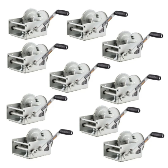CURT 3,800 lb two-speed hand-crank trailer winch 9.6 inch handle clear zinc (10 pack)