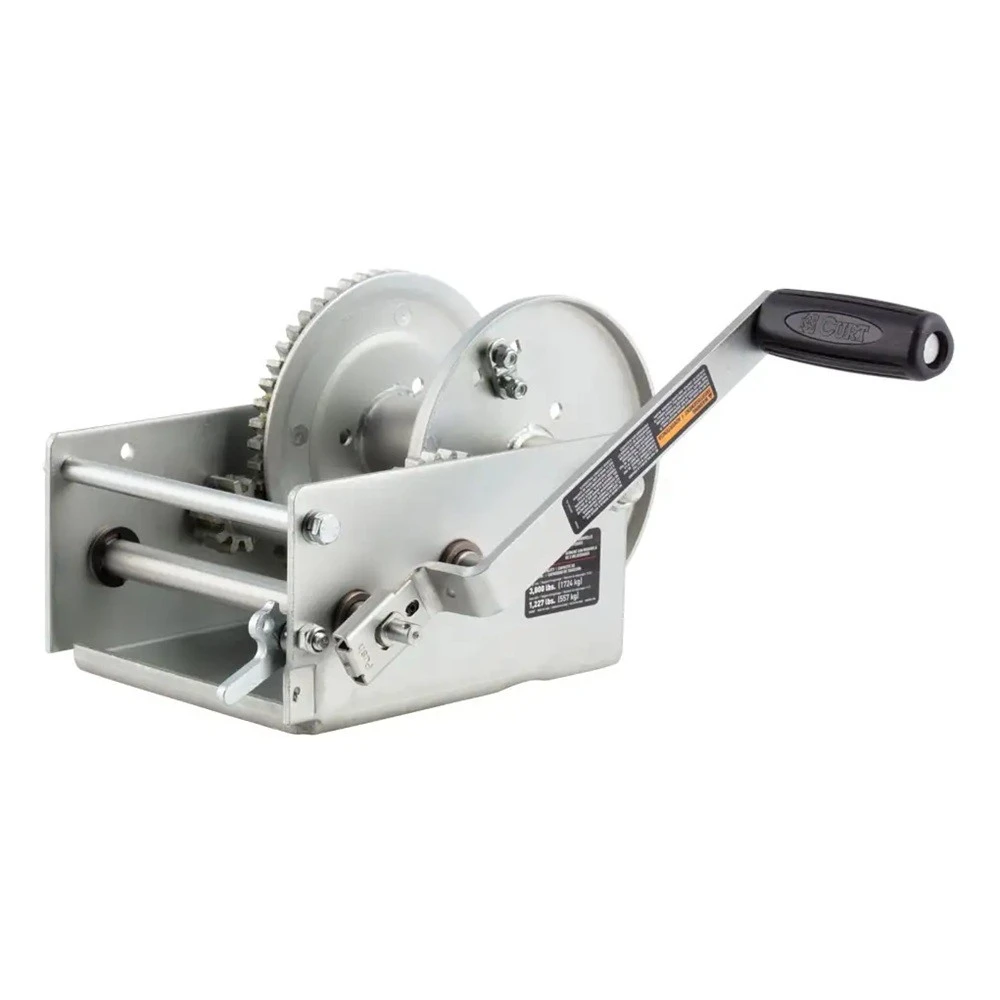 CURT 3.8K Two-Speed Hand-Crank Boat Trailer Winch with 9.6" Handle, 4-Pac
