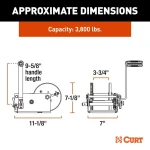 CURT 3.8K Two-Speed Hand-Crank Boat Trailer Winch with 9.6" Handle, 4-Pac