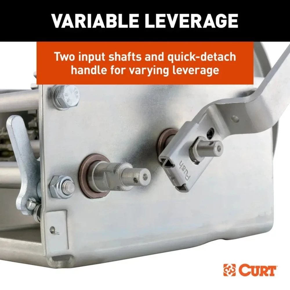 CURT 3.8K Two-Speed Hand-Crank Boat Trailer Winch with 9.6" Handle, 4-Pac