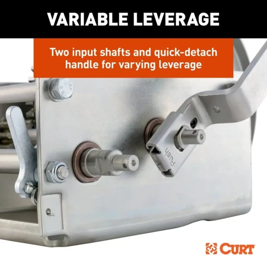 CURT 3.8K Two-Speed Hand-Crank Boat Trailer Winch with 9.6" Handle, 4-Pac