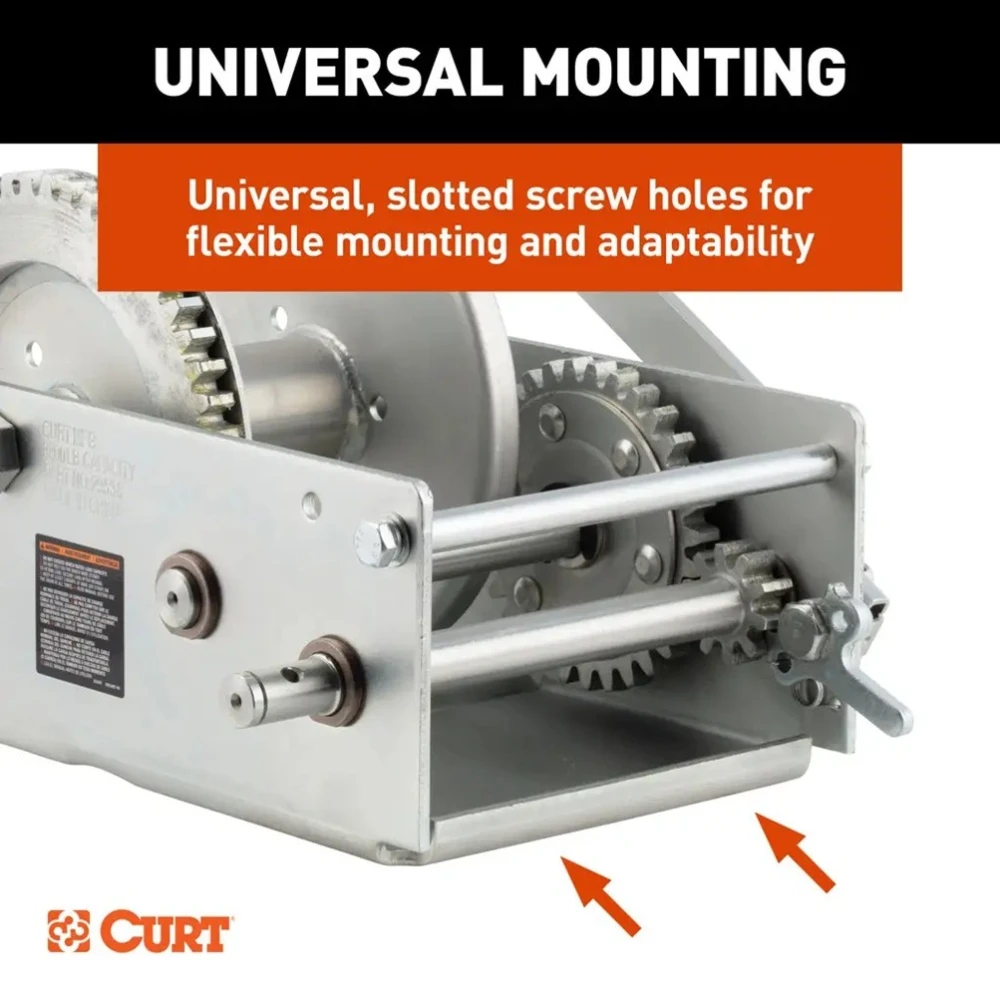 CURT 3.8K Two-Speed Hand-Crank Boat Trailer Winch with 9.6" Handle, 4-Pac