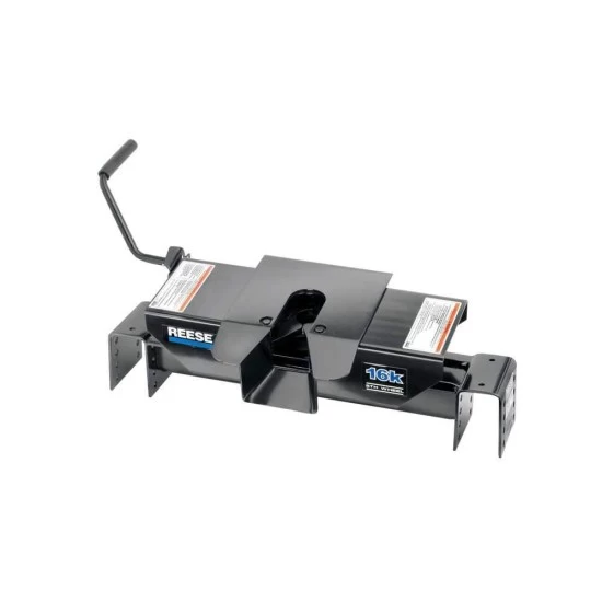 Reese Dual Jaw 16K Fifth Wheel Trailer Hitch w/ Round Tube Slider and Rails For Select Chevy GMC Ford Dodge Ram Trucks Truck Base Rail Kit 5th Wheel Brackets Hardware