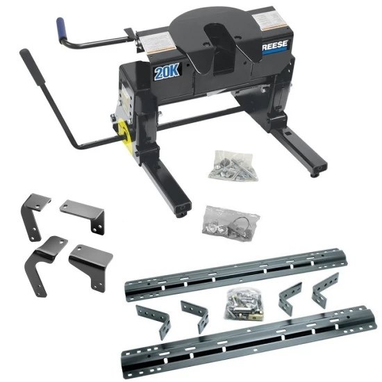 Reese Dual Jaw 20K Fifth Wheel Trailer Hitch w/ Kwik Slide Slider and Rails For 2009-2018 Dodge Ram 1500 2019-2024 Ram 1500 Classic Old Body Truck Base Rail Kit 5th Wheel Brackets Hardware