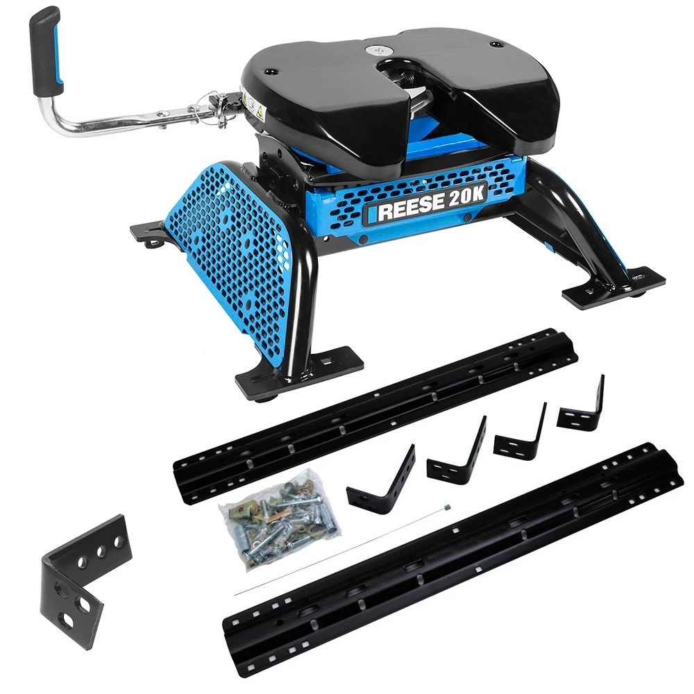 Reese M5 20K Talon Jaw Fifth Wheel Trailer Hitch W/ Rails For 2002-2008 Dodge Ram 1500 2003-2012 Ram 2500 3500 Base Rail Kit 5th Wheel Brackets Hardware