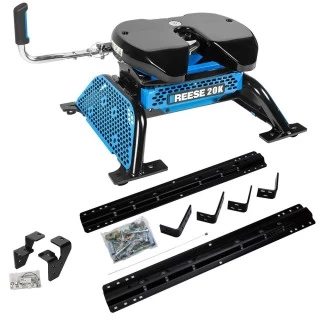 Reese M5 20K Talon Jaw Fifth Wheel Trailer Hitch W/ Rails For 2003-2012 Dodge Ram 2500 3500 w/ Overload Springs Base Rail Kit 5th Wheel Brackets Hardware