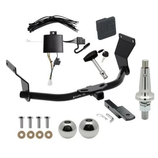 Trailer Tow Hitch For 19-26 Acura RDX w/ +12V Power Provision Ultimate Package w/ Wiring Draw Bar Kit Interchange 2" 1-7/8" Ball Lock and Cover