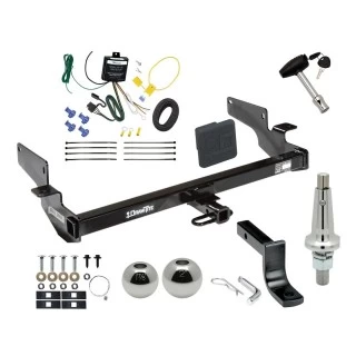 Trailer Tow Hitch For 00-05 Cadillac DeVille 06-11 DTS Ultimate Package w/ Wiring Draw Bar Kit Interchange 2" 1-7/8" Ball Lock and Cover