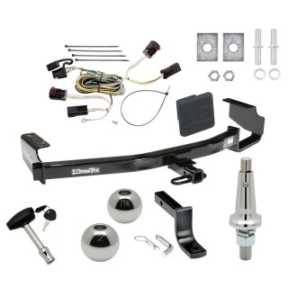Trailer Tow Hitch For 04-07 Chrysler Dodge Town & Country Grand Caravan Except w/Stow & Go Seats Ultimate Package w/ Wiring Draw Bar Kit Interchange 2" 1-7/8" Ball Lock and Cover