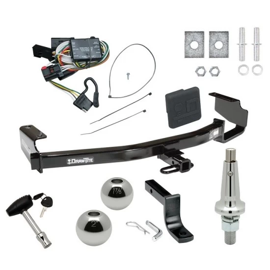 Trailer Tow Hitch For 96-00 Chrysler Dodge Plymouth Town & Country Grand Caravan Voyager Ultimate Package w/ Wiring Draw Bar Kit Interchange 2" 1-7/8" Ball Lock and Cover
