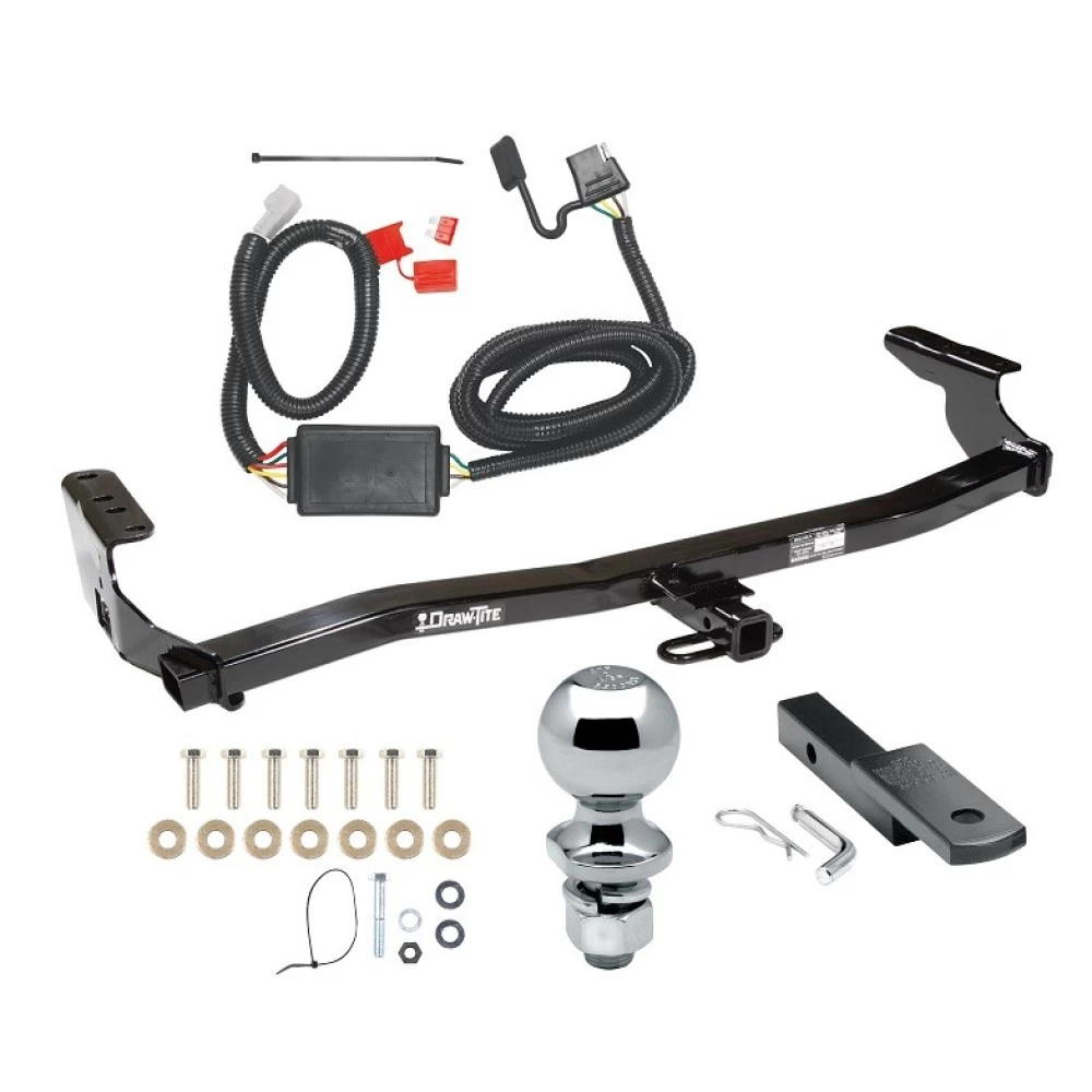 Trailer Tow Hitch For 98-08 Subaru Forester All Models Class 2 Complete Package w/ Wiring Draw Bar Kit and 2" Ball