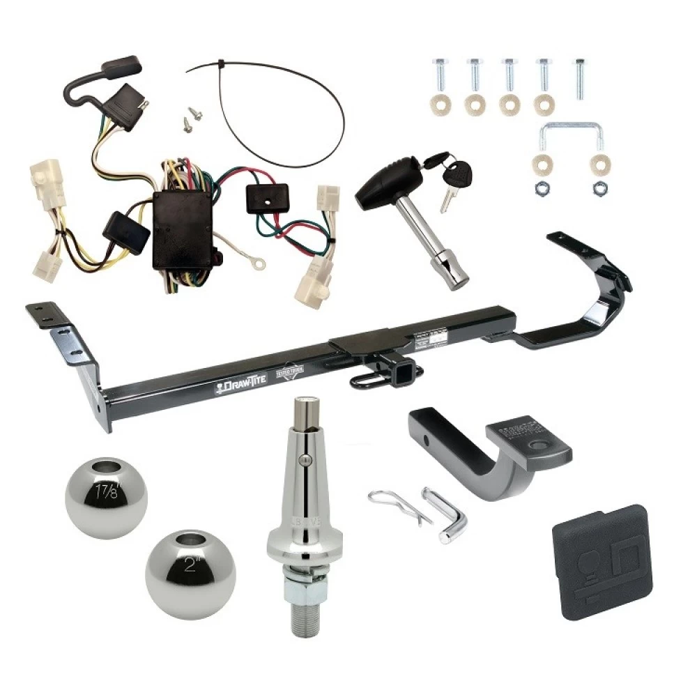 Trailer Tow Hitch For 02-06 Toyota Camry All Models Ultimate Package w/ Wiring Draw Bar Kit Interchange 2" 1-7/8" Ball Lock and Cover