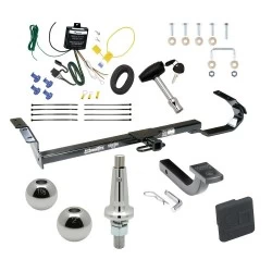 Trailer Tow Hitch For 95-99 Toyota Avalon 99-03 Solara 97-06 Lexus ES300 ES330 Sedan Ultimate Package w/ Wiring Draw Bar Kit Interchange 2" 1-7/8" Ball Lock and Cover