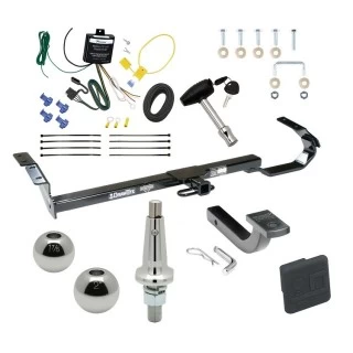 Trailer Tow Hitch For 95-99 Toyota Avalon 99-03 Solara 97-06 Lexus ES300 ES330 Sedan Ultimate Package w/ Wiring Draw Bar Kit Interchange 2" 1-7/8" Ball Lock and Cover