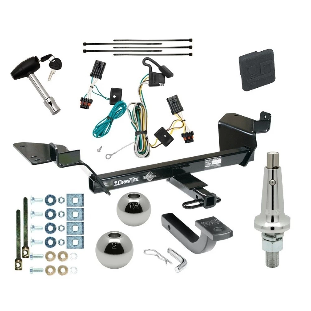 Trailer Tow Hitch For 97-05 Buick Century (Sedan) 05-09 Allure LaCrosse Ultimate Package w/ Wiring Draw Bar Kit Interchange 2" 1-7/8" Ball Lock and Cover