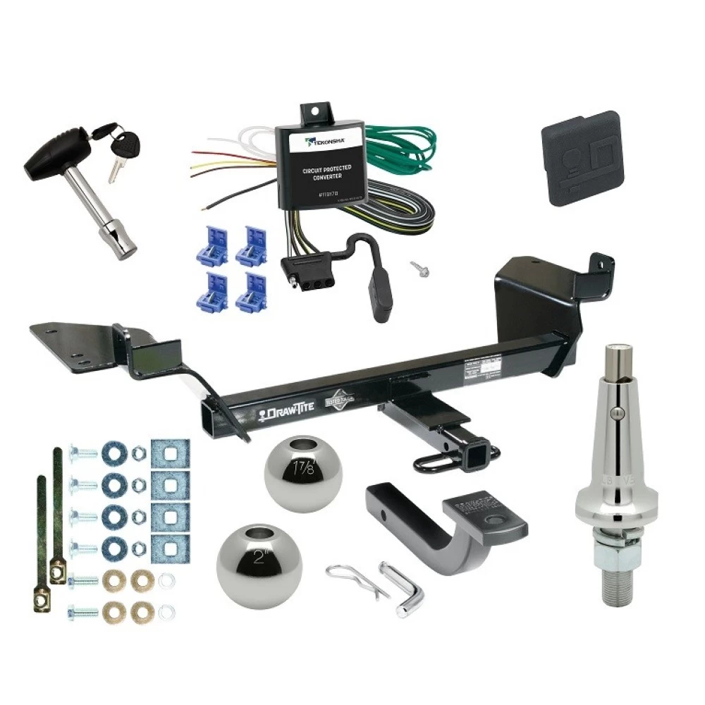 Trailer Tow Hitch For 98-02 Oldsmobile Intrigue All Models Ultimate Package w/ Wiring Draw Bar Kit Interchange 2" 1-7/8" Ball Lock and Cover