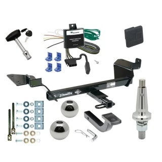 Trailer Tow Hitch For 98-02 Oldsmobile Intrigue All Models Ultimate Package w/ Wiring Draw Bar Kit Interchange 2" 1-7/8" Ball Lock and Cover