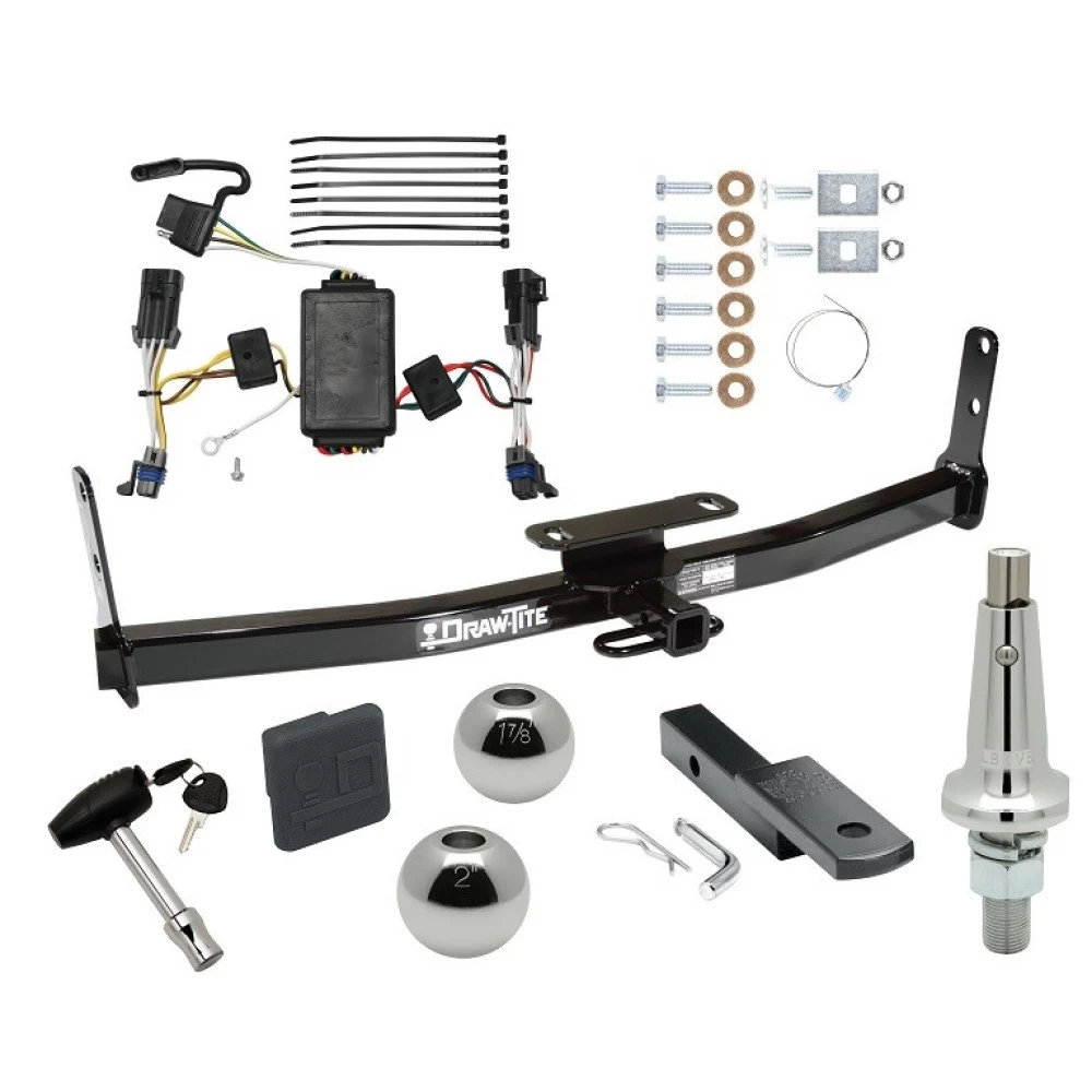 Trailer Tow Hitch For 02-07 Saturn Vue Except Redline Ultimate Package w/ Wiring Draw Bar Kit Interchange 2" 1-7/8" Ball Lock and Cover