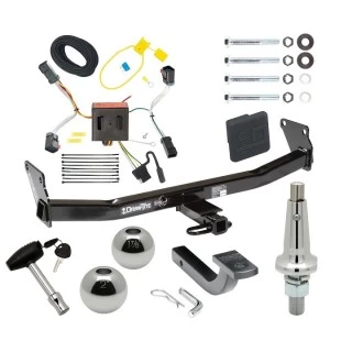 Trailer Tow Hitch For 11-16 Jeep Compass 17-17 (Old Body Style) Ultimate Package w/ Wiring Draw Bar Kit Interchange 2" 1-7/8" Ball Lock and Cover