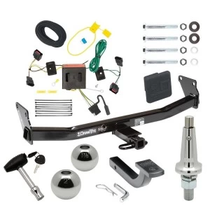 Trailer Tow Hitch For 08-17 Jeep Patriot All Models Ultimate Package w/ Wiring Draw Bar Kit Interchange 2" 1-7/8" Ball Lock and Cover