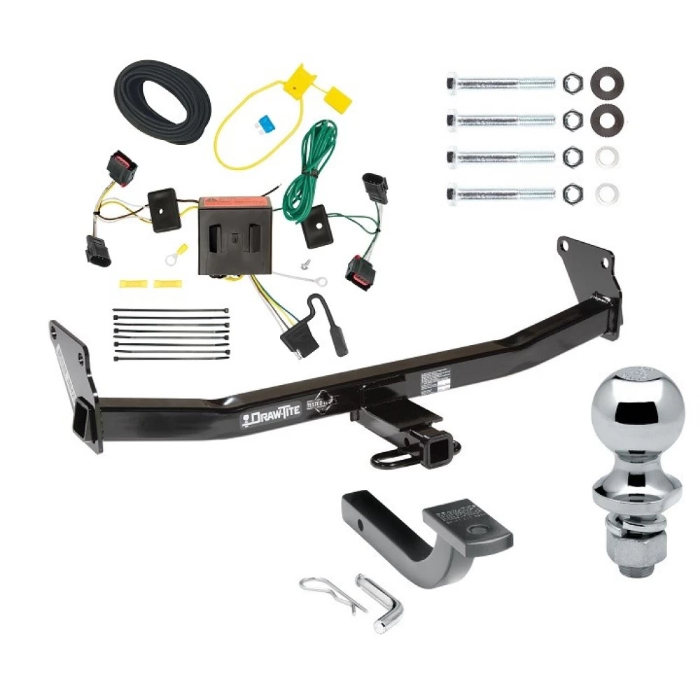 Trailer Tow Hitch For 08-17 Jeep Patriot All Models Complete Package w/ Wiring Draw Bar and 1-7/8" Ball