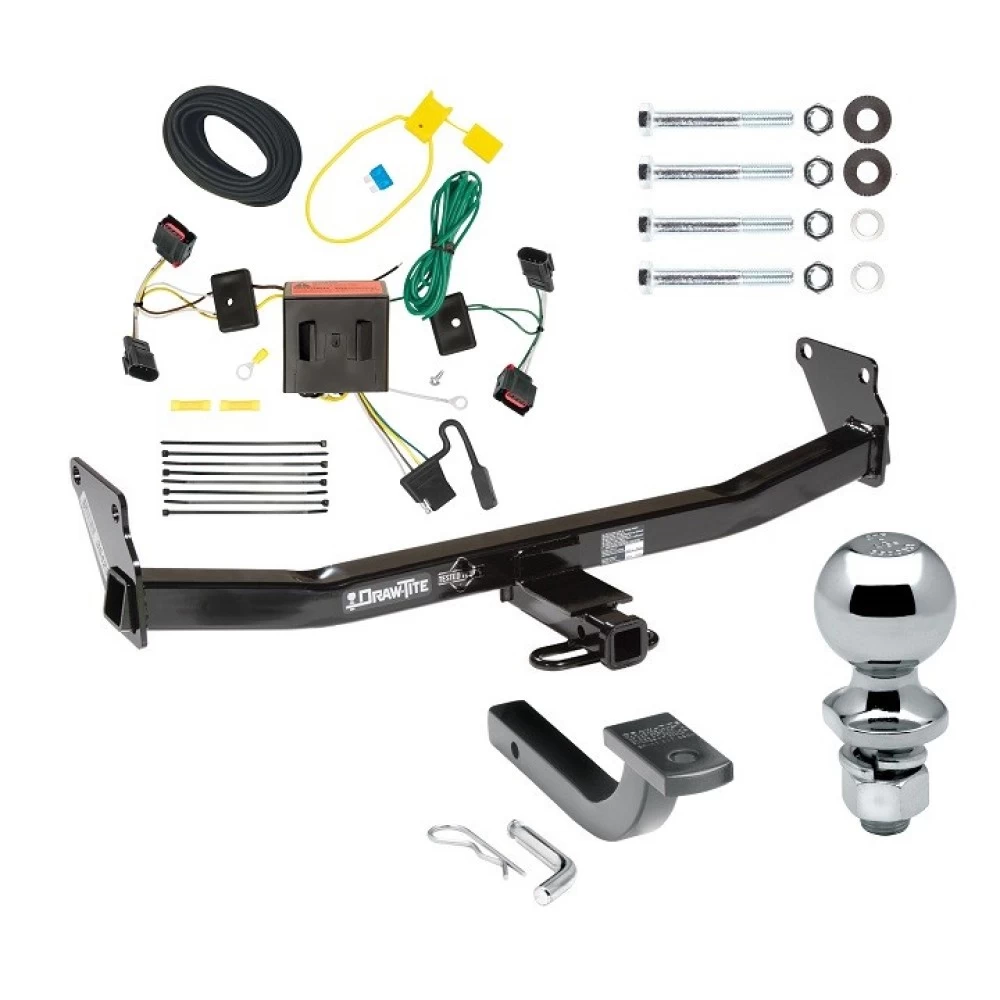 Trailer Tow Hitch For 08-17 Jeep Patriot All Models Complete Package w/ Wiring Draw Bar Kit and 2" Ball
