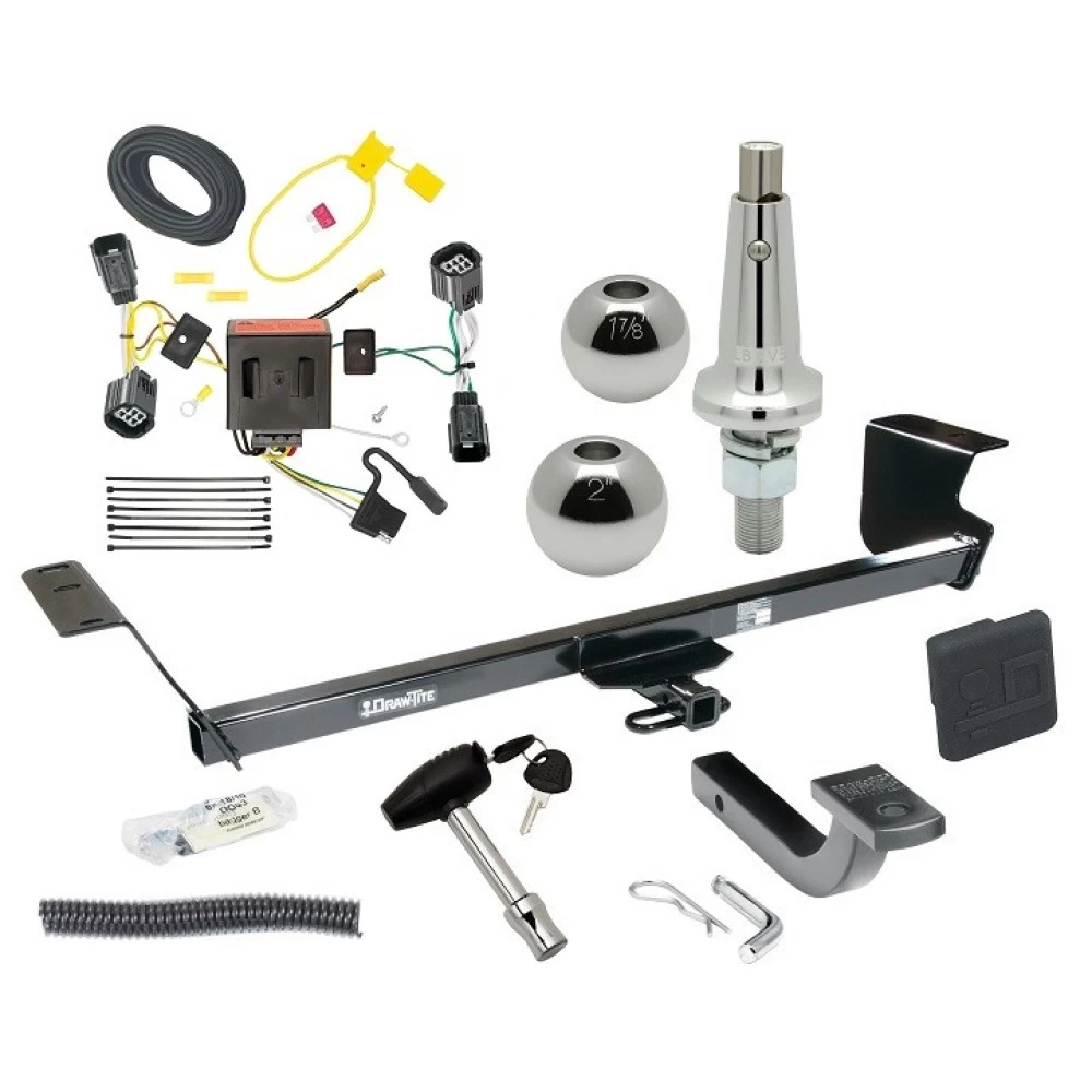 Trailer Tow Hitch For 11-16 Chrysler Town and Country 21-21 Grand Caravan 11-20 Dodge Grand Caravan 12-15 RAM C/V Ultimate Package w/ Wiring Draw Bar Kit Interchange 2" 1-7/8" Ball Lock and Cover