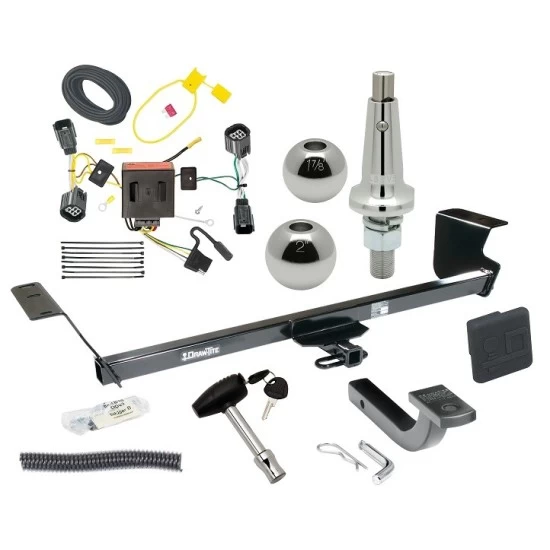 Trailer Tow Hitch For 08-10 Chrysler Town and Country Dodge Grand Caravan Ultimate Package w/ Wiring Draw Bar Kit Interchange 2" 1-7/8" Ball Lock and Cover