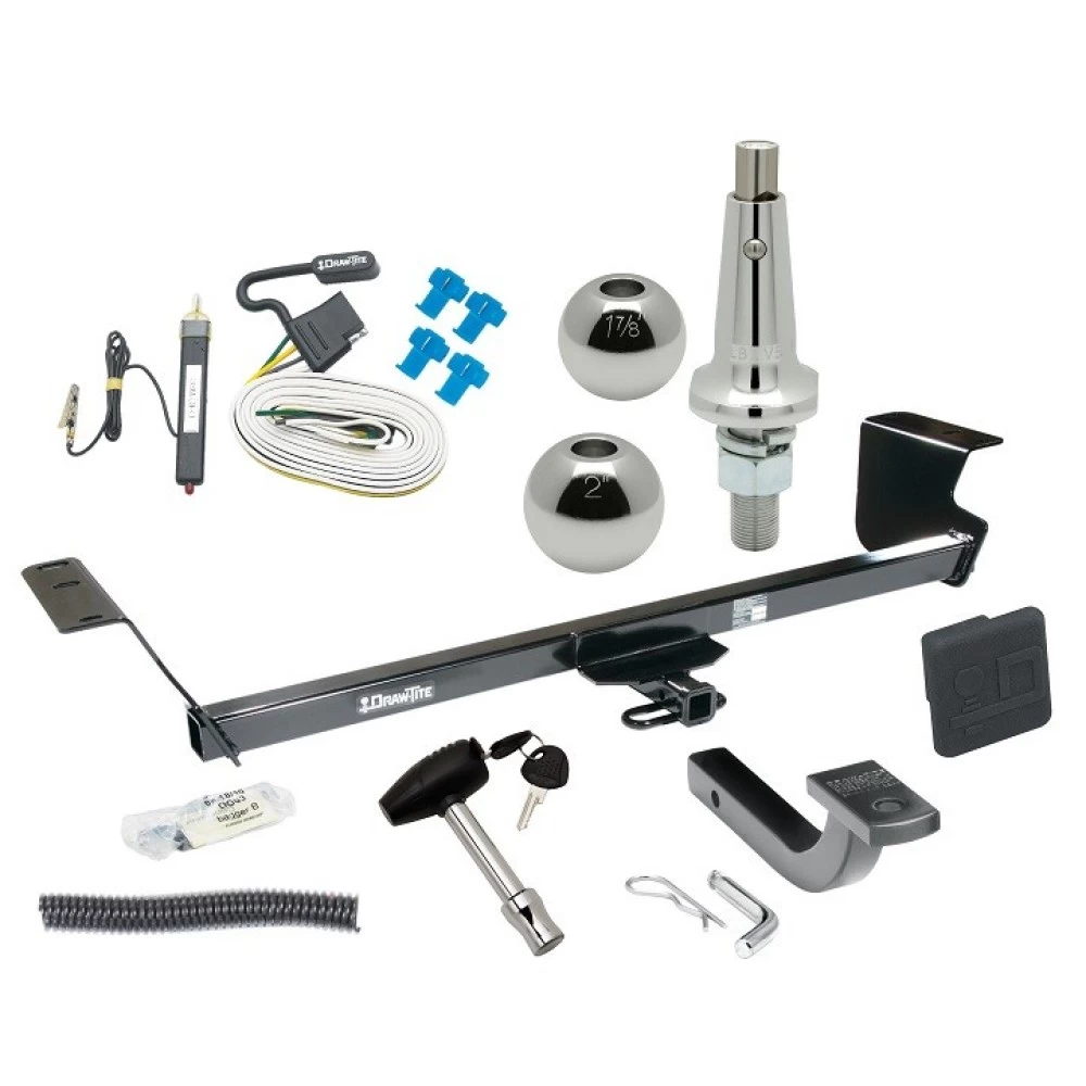 Trailer Tow Hitch For 13-14 Volkswagen Routan All Models Ultimate Package w/ Wiring Draw Bar Kit Interchange 2" 1-7/8" Ball Lock and Cover