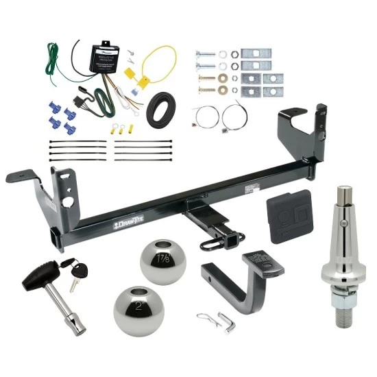 Trailer Tow Hitch For 08-12 Chevrolet Malibu LTZ Model Ultimate Package w/ Wiring Draw Bar Kit Interchange 2" 1-7/8" Ball Lock and Cover