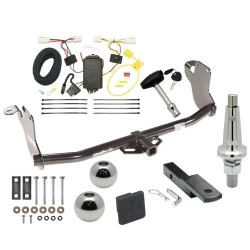 Trailer Tow Hitch For 11-19 Mitsubishi Outlander Sport 11-12 RVR w/ LED Taillights Ultimate Package w/ Wiring Draw Bar Kit Interchange 2" 1-7/8" Ball Lock and Cover