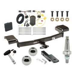 Trailer Tow Hitch For 10-15 Hyundai Tucson All Models Ultimate Package w/ Wiring Draw Bar Kit Interchange 2" 1-7/8" Ball Lock and Cover