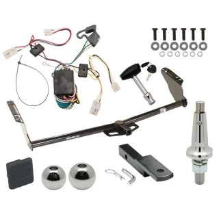 Trailer Tow Hitch For 04-10 Toyota Sienna All Models Ultimate Package w/ Wiring Draw Bar Kit Interchange 2" 1-7/8" Ball Lock and Cover