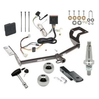 Trailer Tow Hitch For 12-16 Honda CR-V All Models Class 2 Ultimate Package w/ Wiring Draw Bar Kit Interchange 2" 1-7/8" Ball Lock and Cover