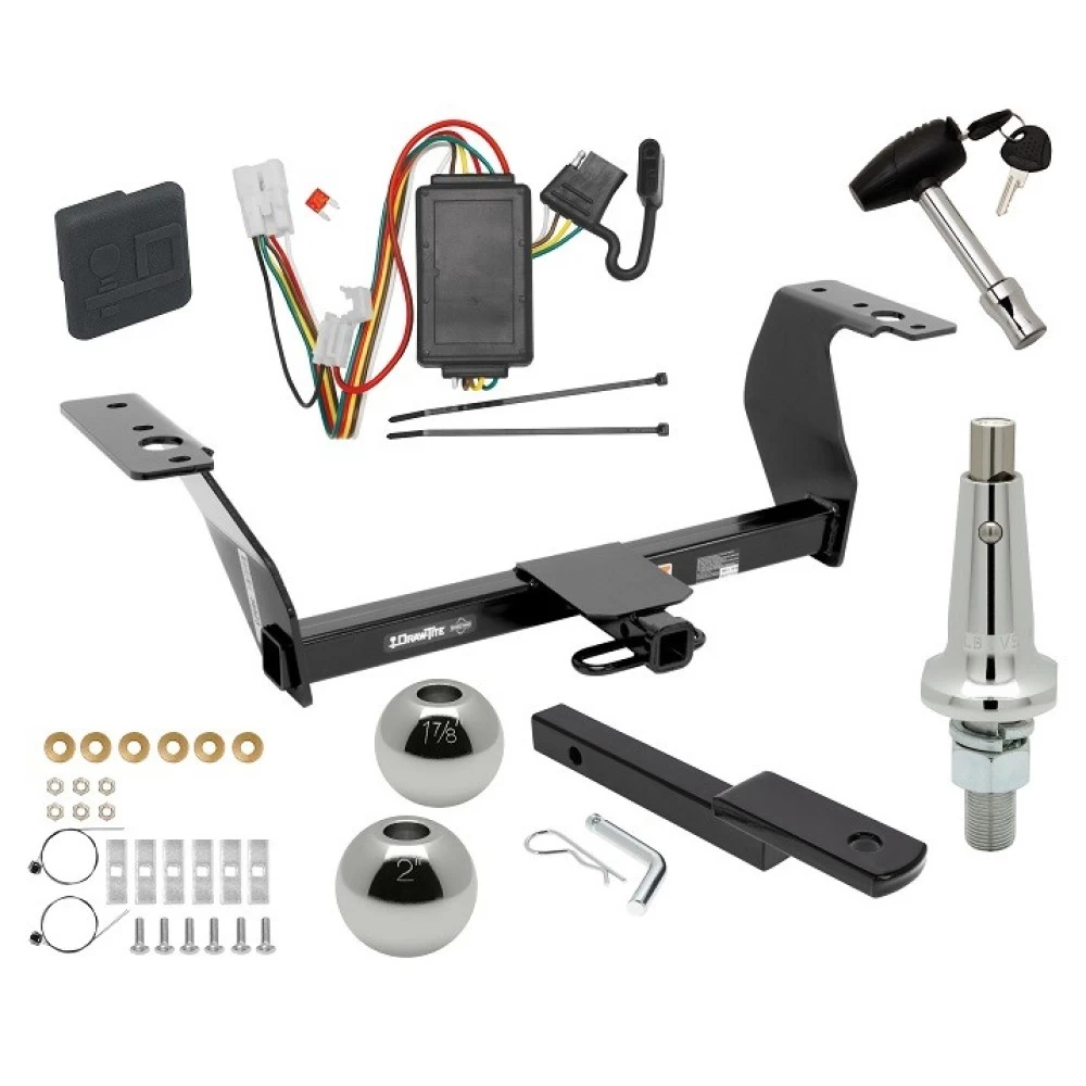 Trailer Tow Hitch For 14-18 Subaru Forester All Models Ultimate Package w/ Wiring Draw Bar Kit Interchange 2" 1-7/8" Ball Lock and Cover