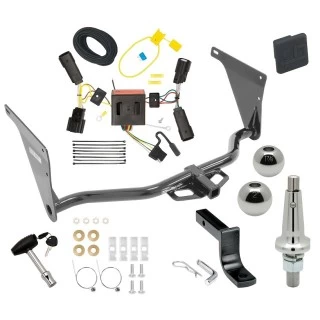 Trailer Tow Hitch For 13-16 Ford Escape All Models Class 2 Ultimate Package w/ Wiring Draw Bar Kit Interchange 2" 1-7/8" Ball Lock and Cover