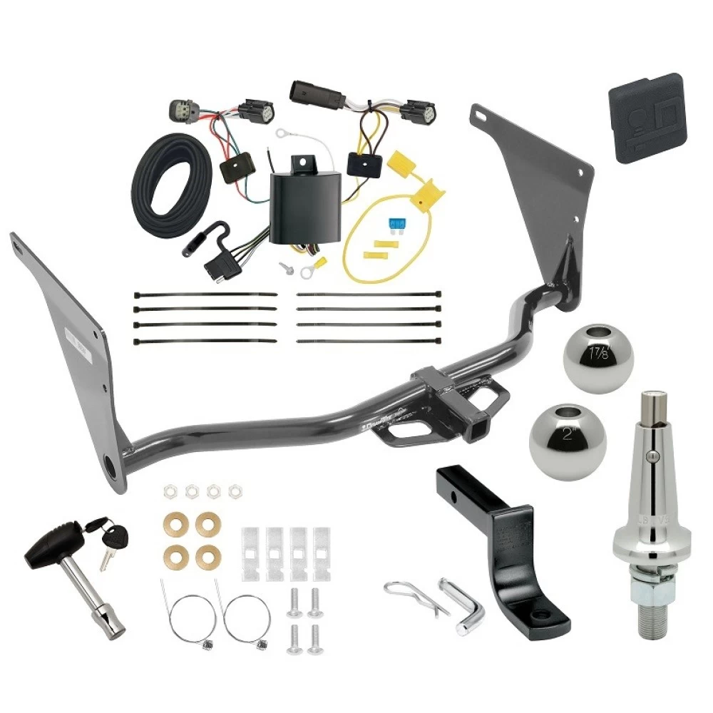 Trailer Tow Hitch For 17-18 Ford Escape All Models Class 2 Ultimate Package w/ Wiring Draw Bar Kit Interchange 2" 1-7/8" Ball Lock and Cover