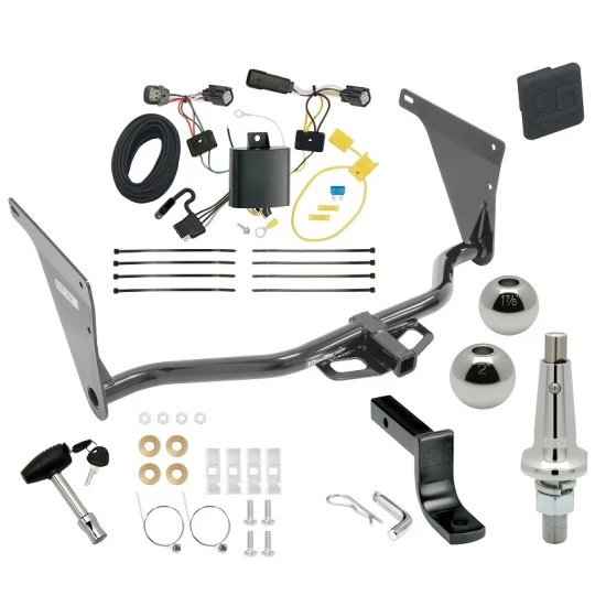 Trailer Tow Hitch For 17-18 Ford Escape All Models Class 2 Ultimate Package w/ Wiring Draw Bar Kit Interchange 2" 1-7/8" Ball Lock and Cover