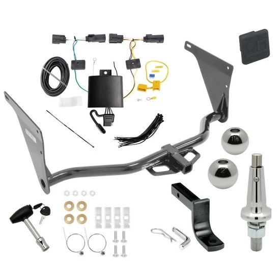 Trailer Tow Hitch For 19-19 Ford Escape All Models Class 2 Ultimate Package w/ Wiring Draw Bar Kit Interchange 2" 1-7/8" Ball Lock and Cover
