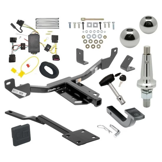 Trailer Tow Hitch For 10-16 Buick LaCrosse All Models Class 2 Ultimate Package w/ Wiring Draw Bar Kit Interchange 2" 1-7/8" Ball Lock and Cover
