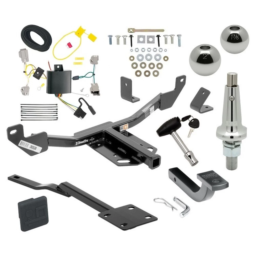 Trailer Tow Hitch For 14-20 Chevrolet Impala (New Body Style) Class 2 Ultimate Package w/ Wiring Draw Bar Kit Interchange 2" 1-7/8" Ball Lock and Cover