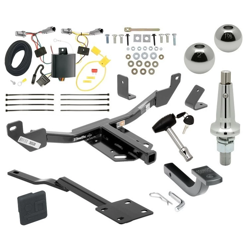 Trailer Tow Hitch For 14-19 Chevrolet Malibu LTZ Except Canada Models Class 2 Ultimate Package w/ Wiring Draw Bar Kit Interchange 2" 1-7/8" Ball Lock and Cover