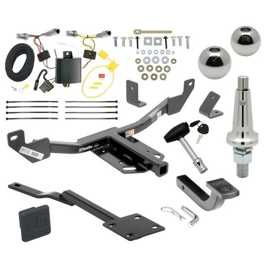 Trailer Tow Hitch For 14-19 Chevrolet Malibu LTZ Except Canada Models Class 2 Ultimate Package w/ Wiring Draw Bar Kit Interchange 2" 1-7/8" Ball Lock and Cover