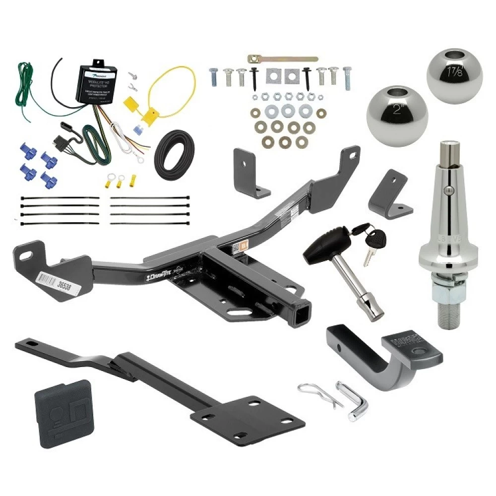 Trailer Tow Hitch For 11-17 Buick Regal 13-15 Chevy Malibu (2016 Old Body) 13-19 Cadillac XTS Class 2 Ultimate Package w/ Wiring Draw Bar Kit Interchange 2" 1-7/8" Ball Lock and Cover