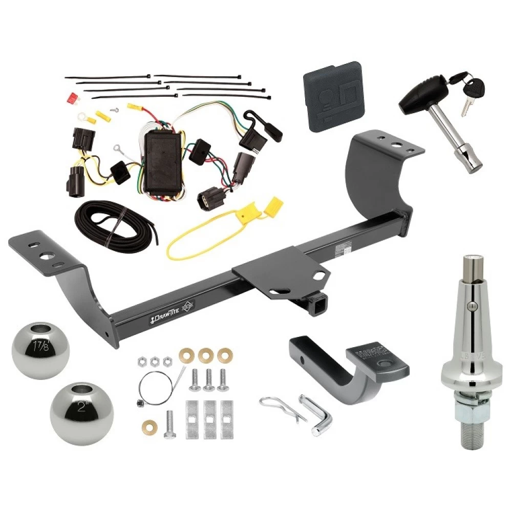 Trailer Tow Hitch For 05-10 Chrysler 300 05-08 Dodge Magnum Class 2 Ultimate Package w/ Wiring Draw Bar Kit Interchange 2" 1-7/8" Ball Lock and Cover