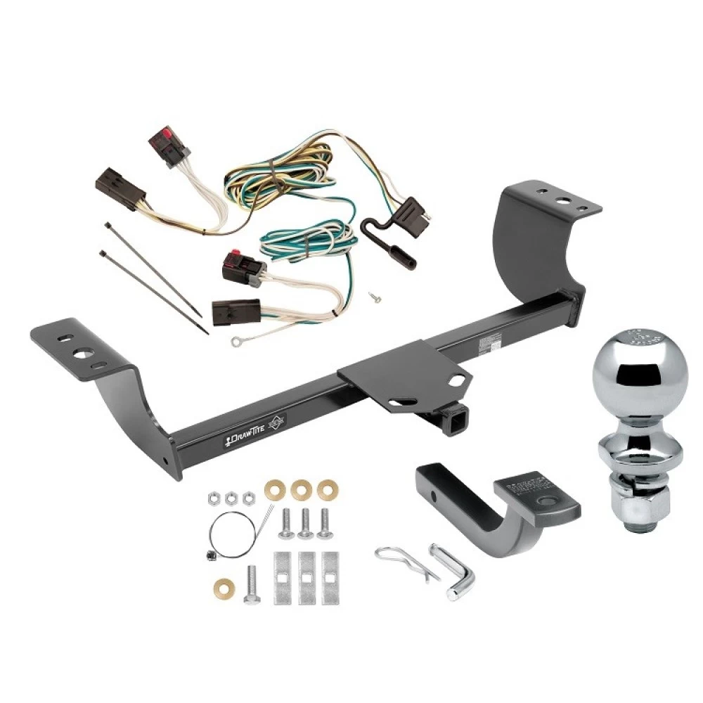 Trailer Tow Hitch For 05-07 Chrysler 300 08-14 Dodge Challenger 06-10 Charger Class 2 Complete Package w/ Wiring Draw Bar Kit and 2" Ball