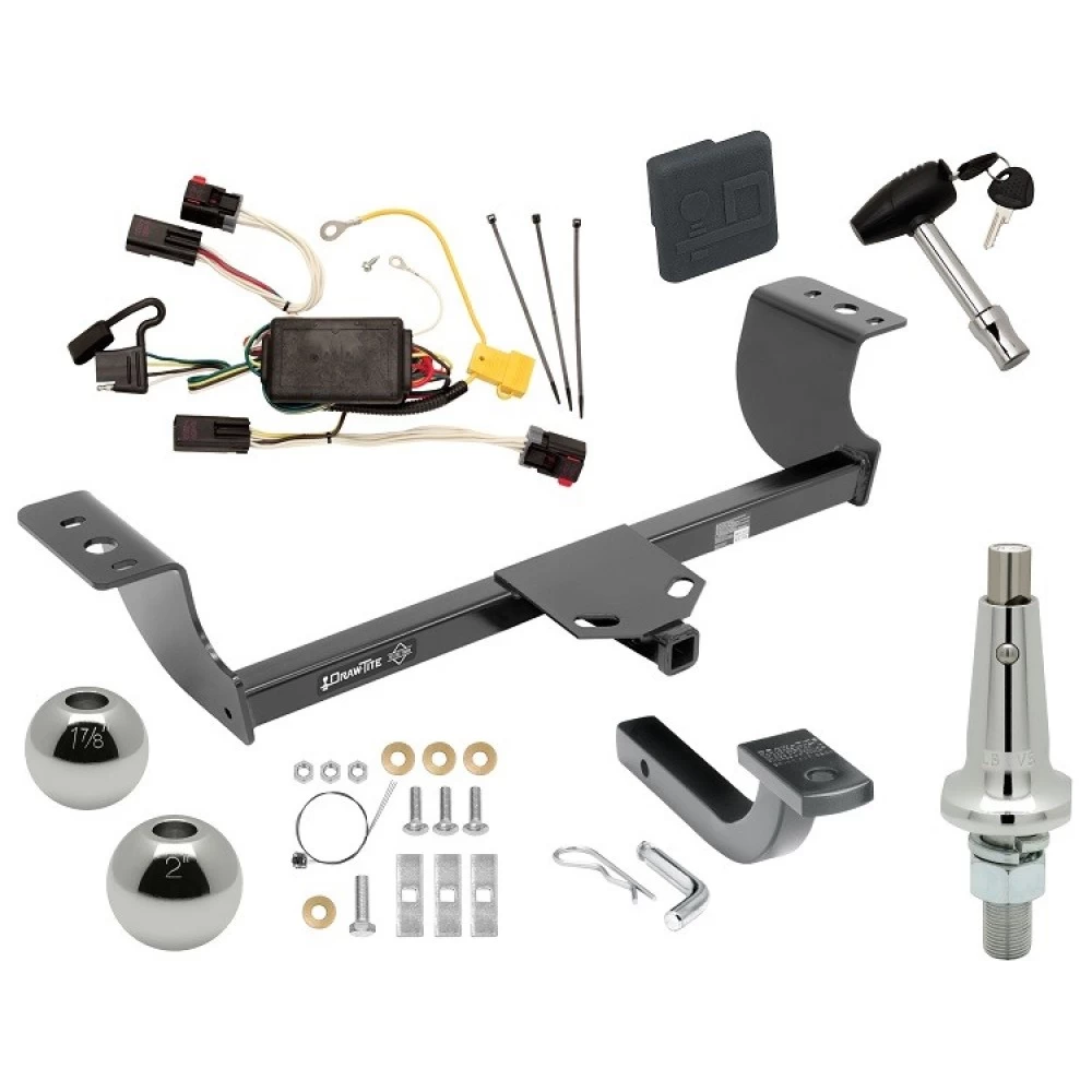 Trailer Tow Hitch For 05-10 Chrysler 300 05-08 Dodge Magnum Class 2 Ultimate Package w/ Wiring Draw Bar Kit Interchange 2" 1-7/8" Ball Lock and Cover