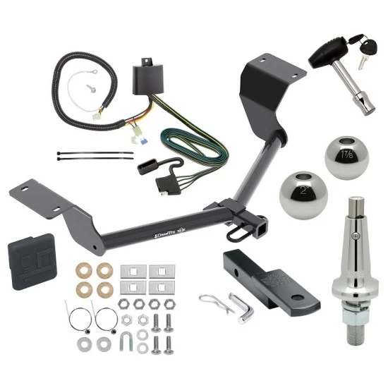 Trailer Tow Hitch For 17-27 Honda CR-V Exc Hybrid Class 2 Ultimate Package w/ Wiring Draw Bar Kit Interchange 2" 1-7/8" Ball Lock and Cover